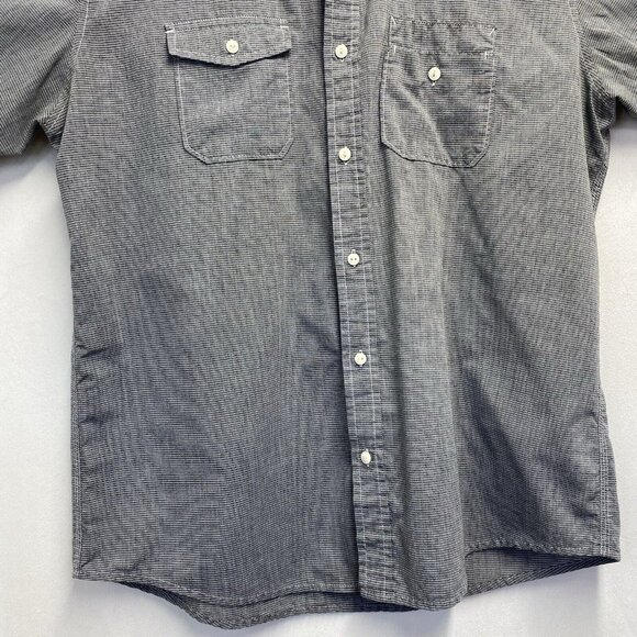 ECKO UNLTD Collar Button-Up Short Sleeve Shirt Men XL Gray Stripes Front Pockets - Picture 10 of 14